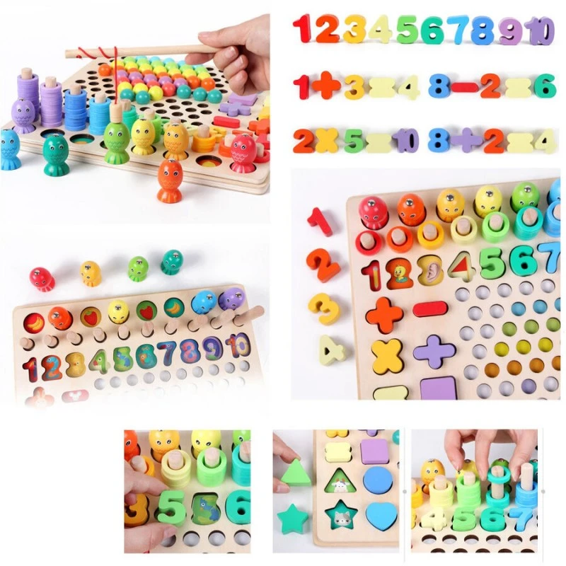 Дървена мозайка, Монтесори, Образователна Игра, 13 в 1