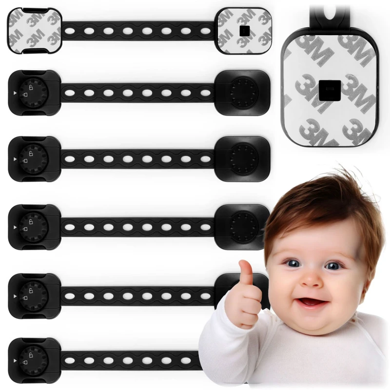 Комплект 6 броя предпазители за шкафове, 21.8 cm, Черен, Ricokids