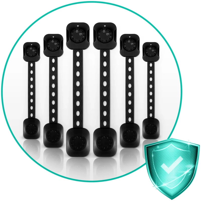 Комплект 6 броя предпазители за шкафове, 21.8 cm, Черен, Ricokids