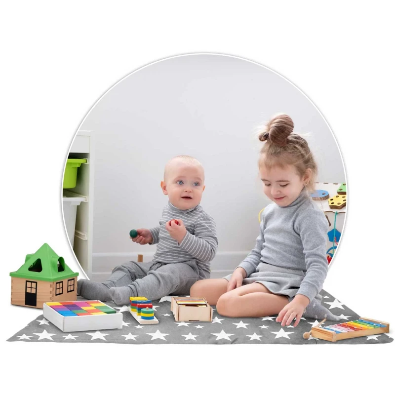 Палатка за игра със светлини, Форма Иглу, Сиво със звезди