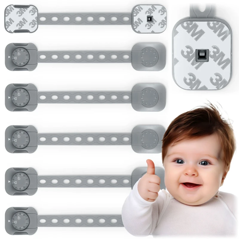 Предпазители за шкафове, Комплект от 6 броя, 21.8 cm, Сив, Ricokids