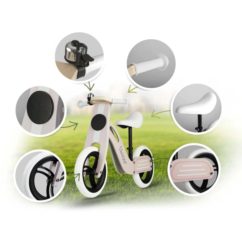 Дървено колело за баланс в светлорозово, Ricokids