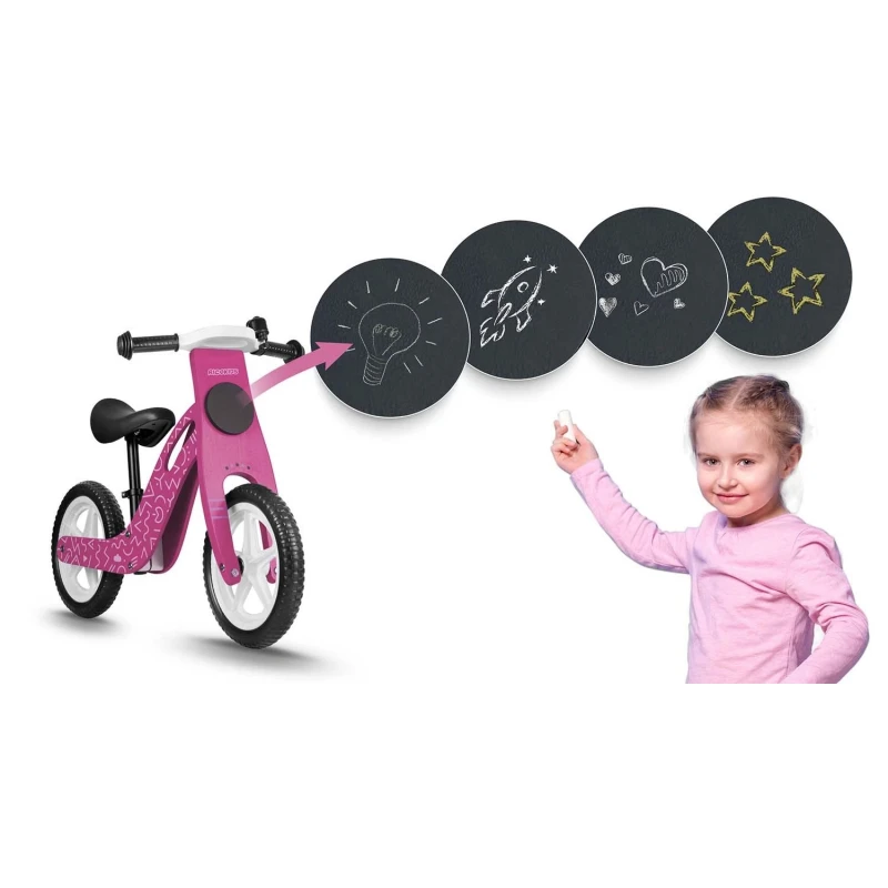 Дървен велосипед за баланс в розово, Ricokids
