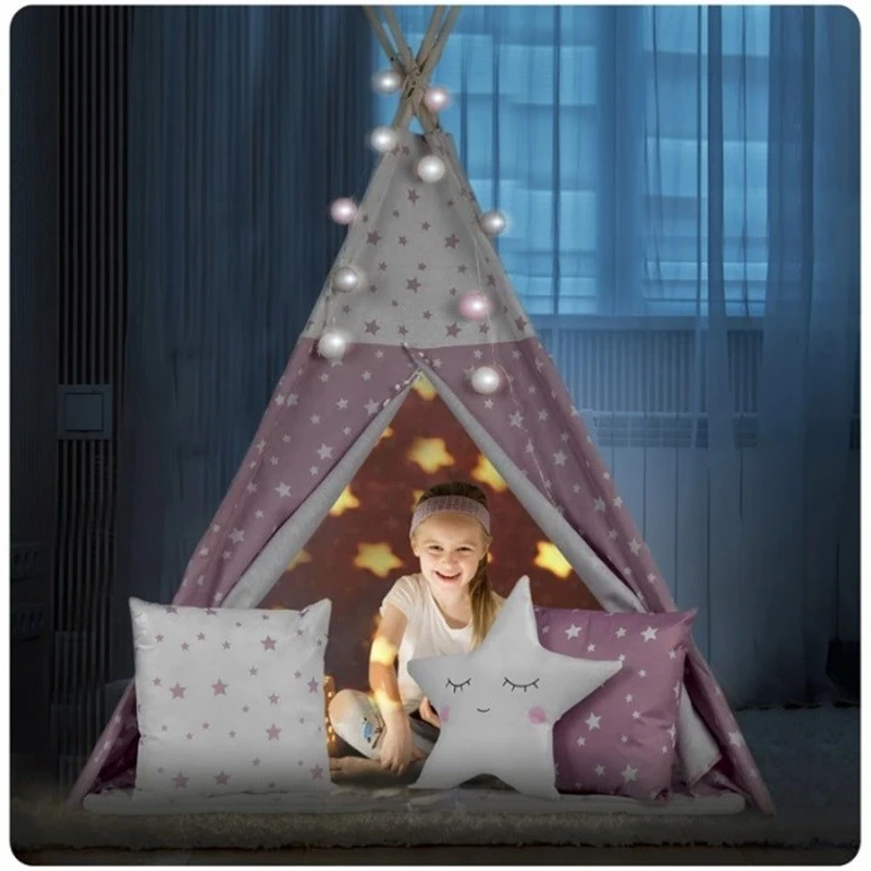 Детска палатка за игра Ricokids в тъмнорозово, С декоративни възглавници