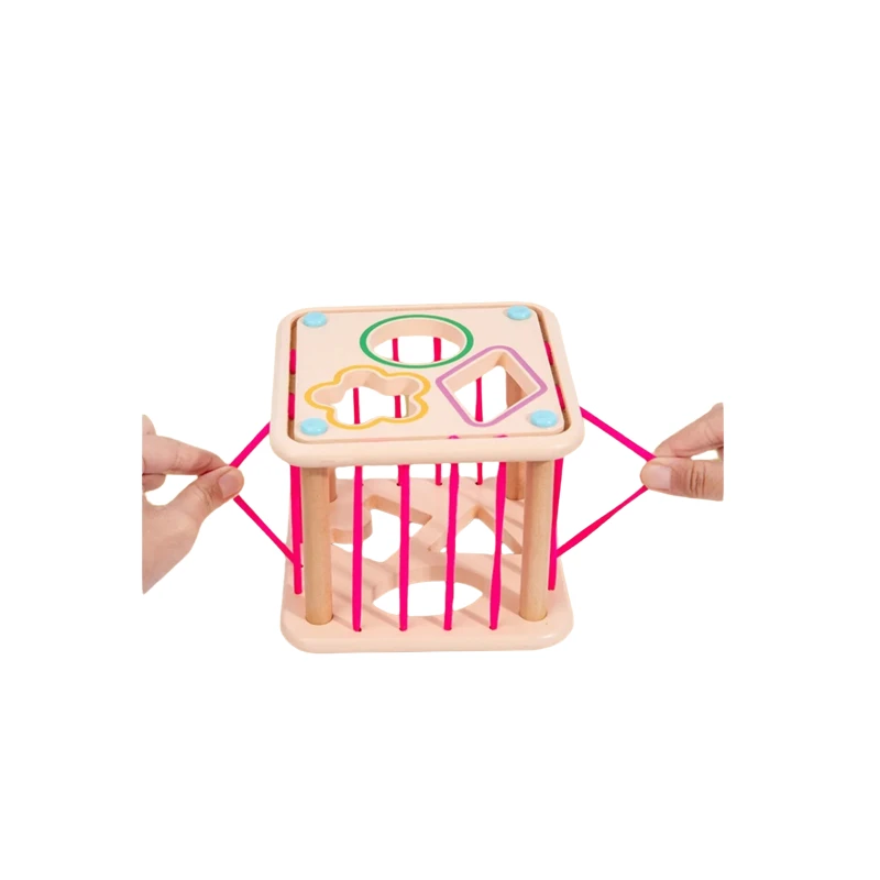 Монтесори дървен сортер с ластици, MalPlay