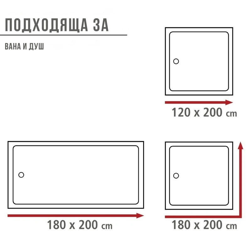 Завеса за баня Wenko 180х200 см, Антибактериална, Сива