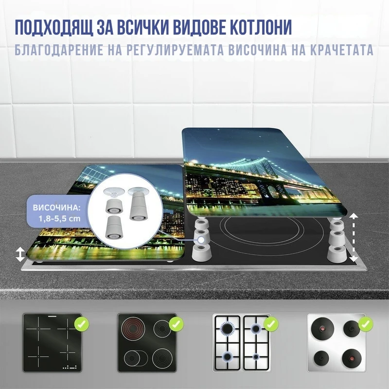 Стъклени плотове за котлони Wenko Brooklyn Bridge, Универсални, 2 бр
