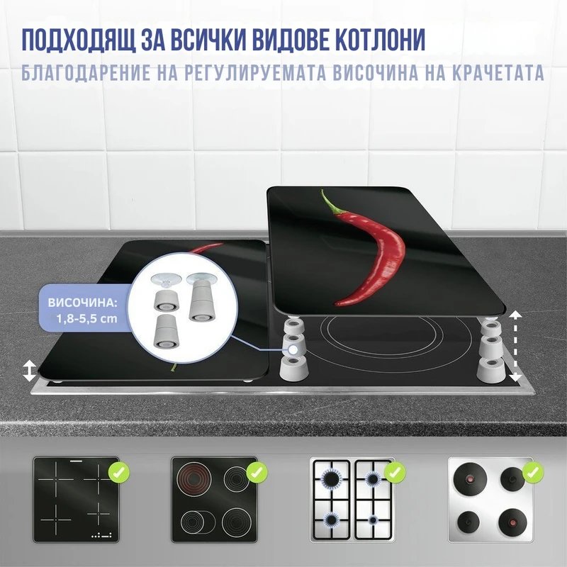 Стъклени плотове за котлони Wenko Hot Peperoni, Универсални, 2 бр.