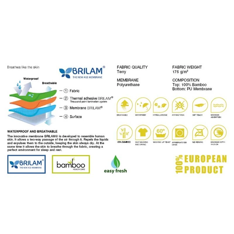 Протектор за матрак DreamOn Terry Bamboo, 200/200/25