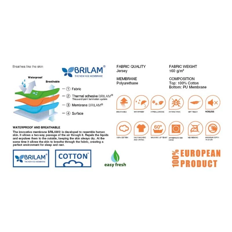 Протектор за матрак DreamOn Jersey Cotton, 80/200/25