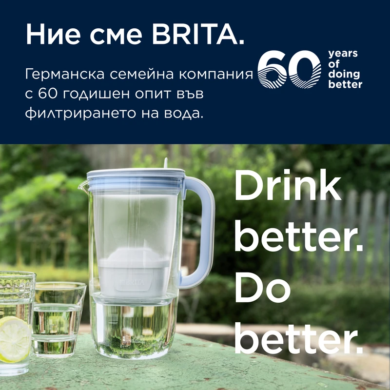 BRITA MAXTRA Стъклена Филтрираща Кана (2.5L, син), 1 x филтър Pure Performance