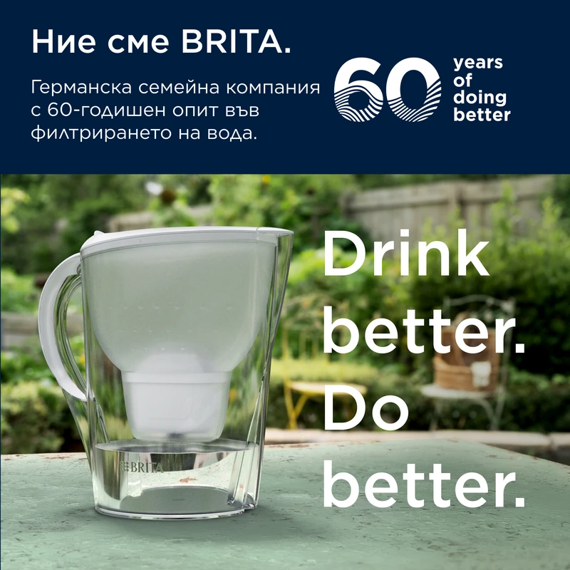 BRITA Филтрираща Кана за вода MAXTRA Marella (2.4L, бял), 1 филтър Pure Performance