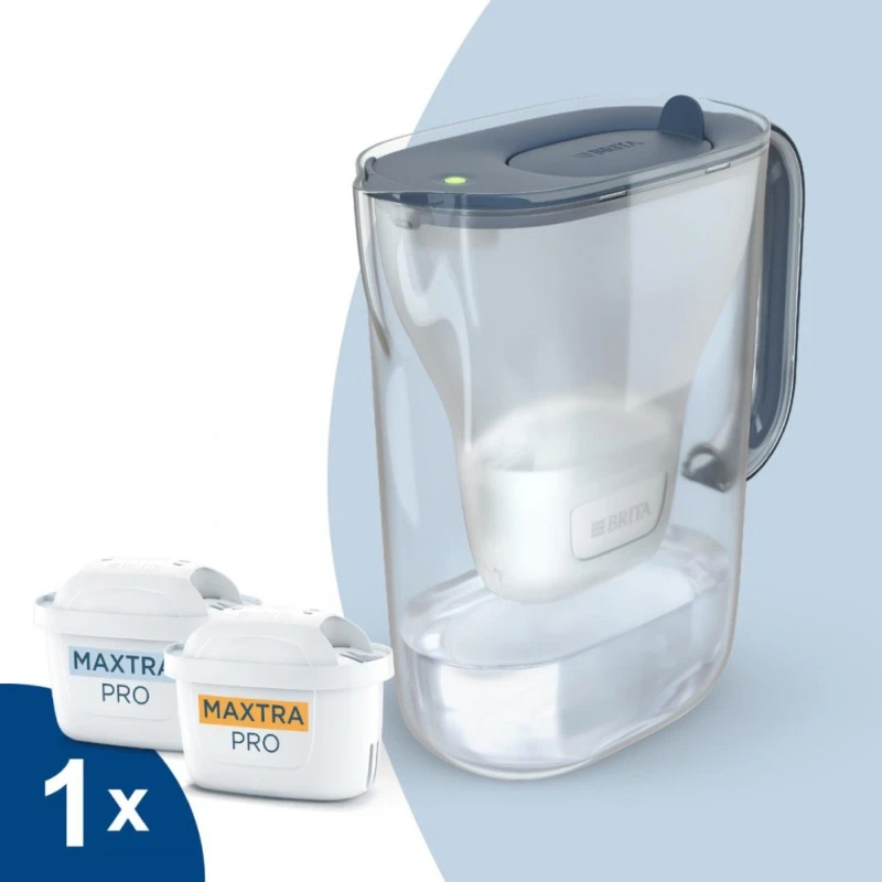 Пакет филтрираща кана BRITA Стайл КУЛ Essential LED /КАМЕННО СИН/ 2,4 л. с 2 филтърa МакстраПРО