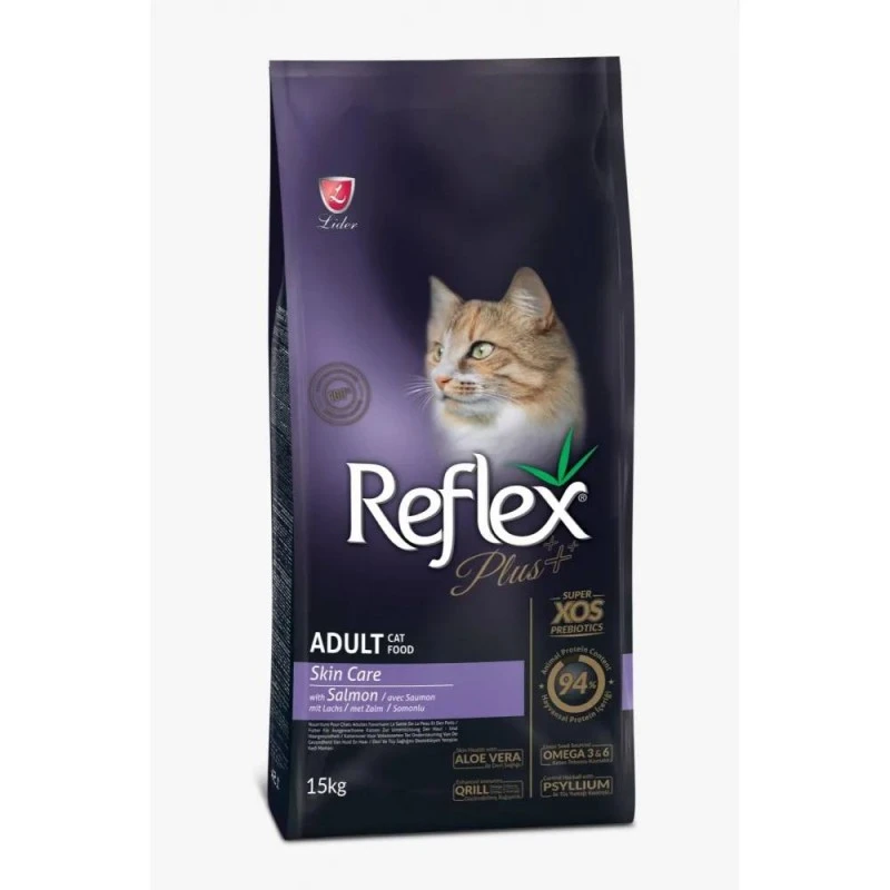 Reflex Plus Skin Care Adult Cat Food Salmon - Пълноценна храна за израснали котки с грижа за кожата със сьомга 15 кг