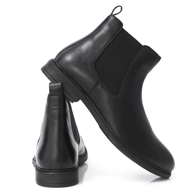 МЪЖКИ БОТИ ОТ ЕСТЕСТВЕНА КОЖА МОДЕЛ 22670 BLACK, Черен, Размер 46