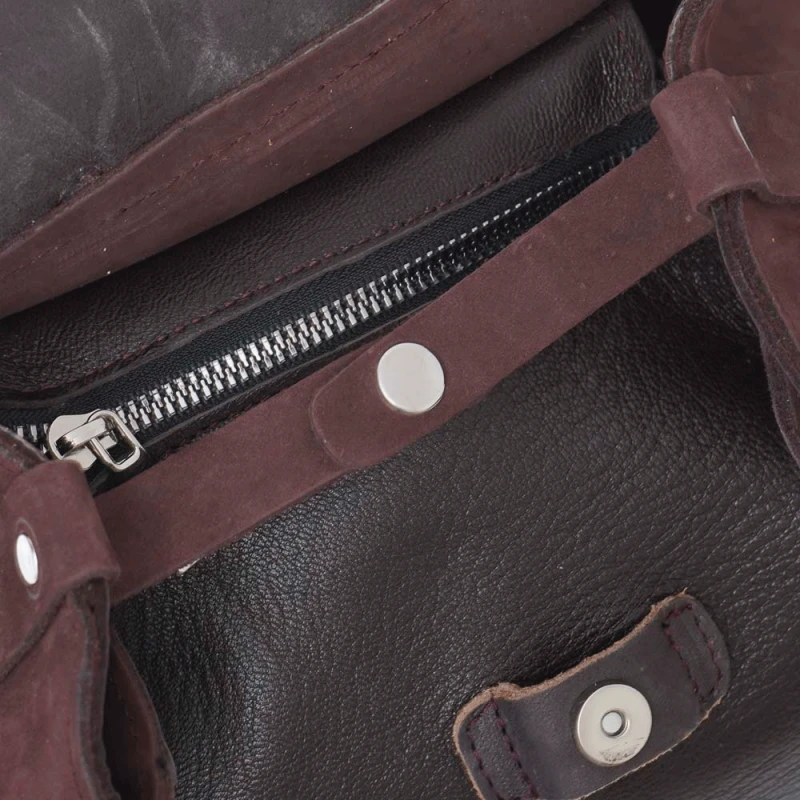 Дамска раница от естествена кожа модел LIZA dk brown br, Кафяв