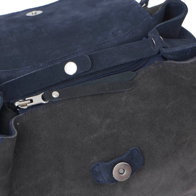 Дамска раница от естествена кожа модел LIZA grigio/blue, Сив