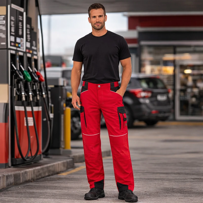 Летен работен панталон BWOLF DAYTONA Trousers, червен цвят, размер XL