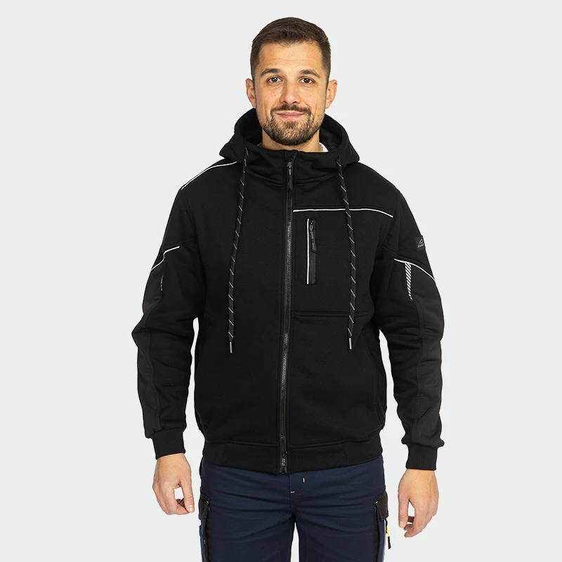 Суитшърт с цип BWOLF DAYTONA Hoodie, черен цвят, размер L