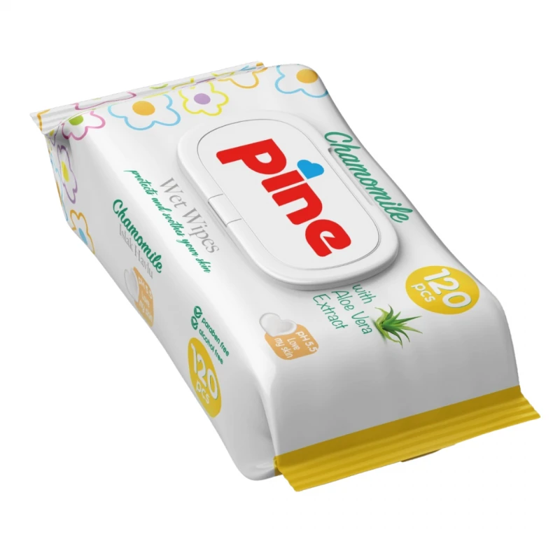 Мокри кърпички PINE CHAMOMILE, 120бр, с капак