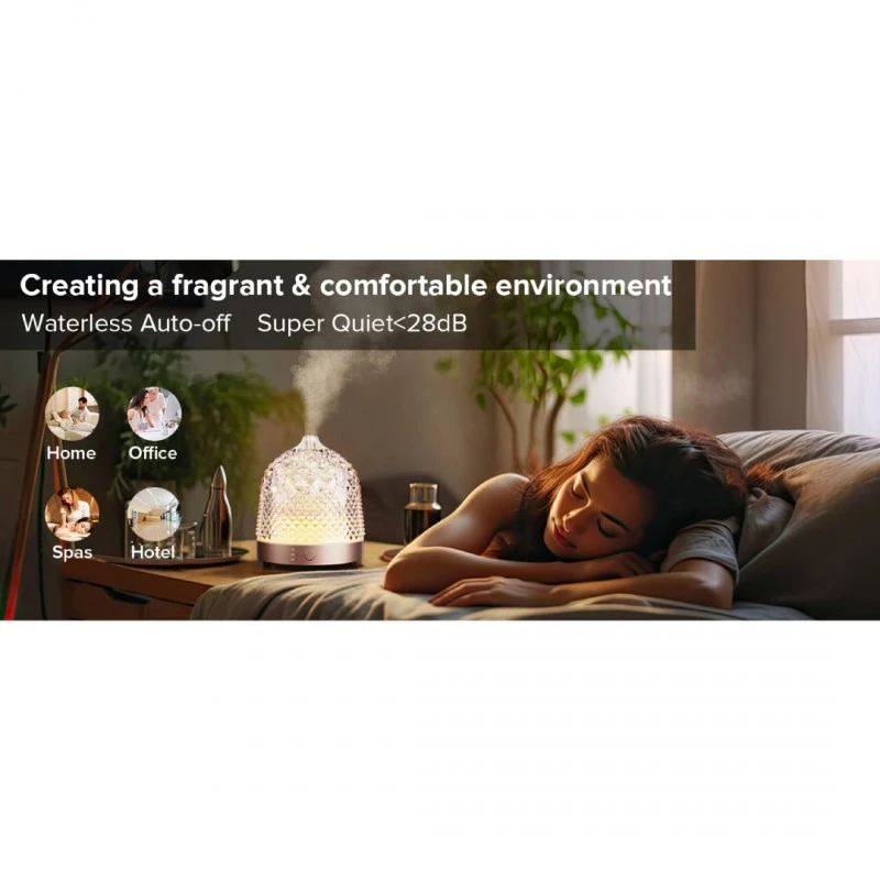 Арома дифузер Mohana Taj Mahal, кристален, златиста основа