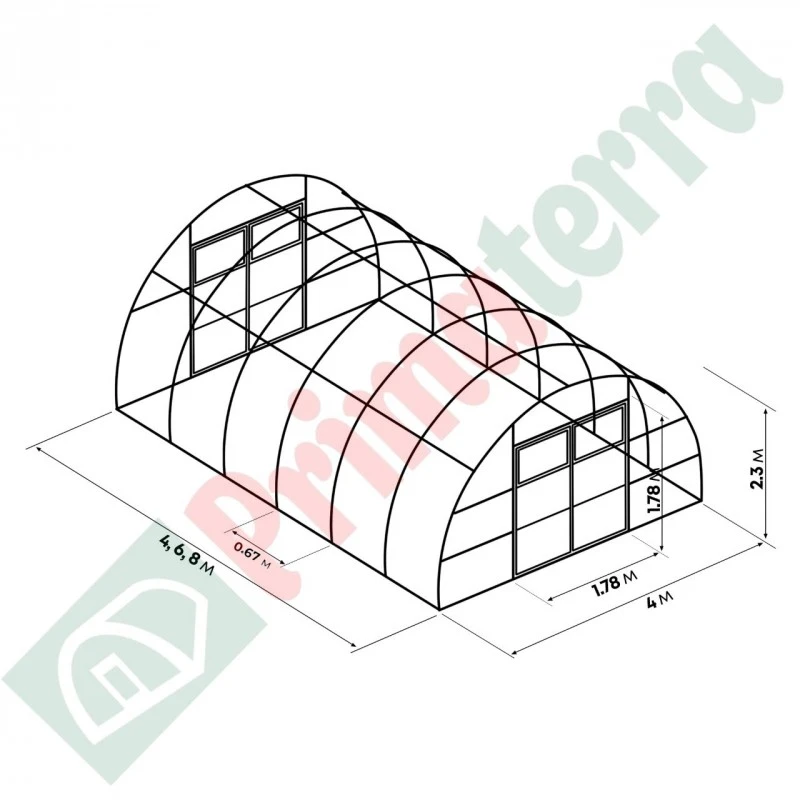 Оранжерия Primaterra Agro 4 х 8 х 2,30 м