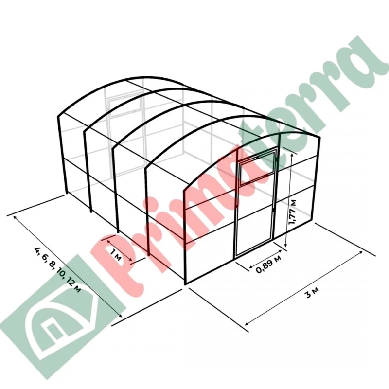 Оранжерия Primaterra Fiorista 3 х 8 х 2,12 м