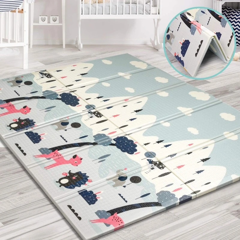 Детски килим за пълзене Baby Crawl & Play Градът и Животните, 160 х 180 х 1см.