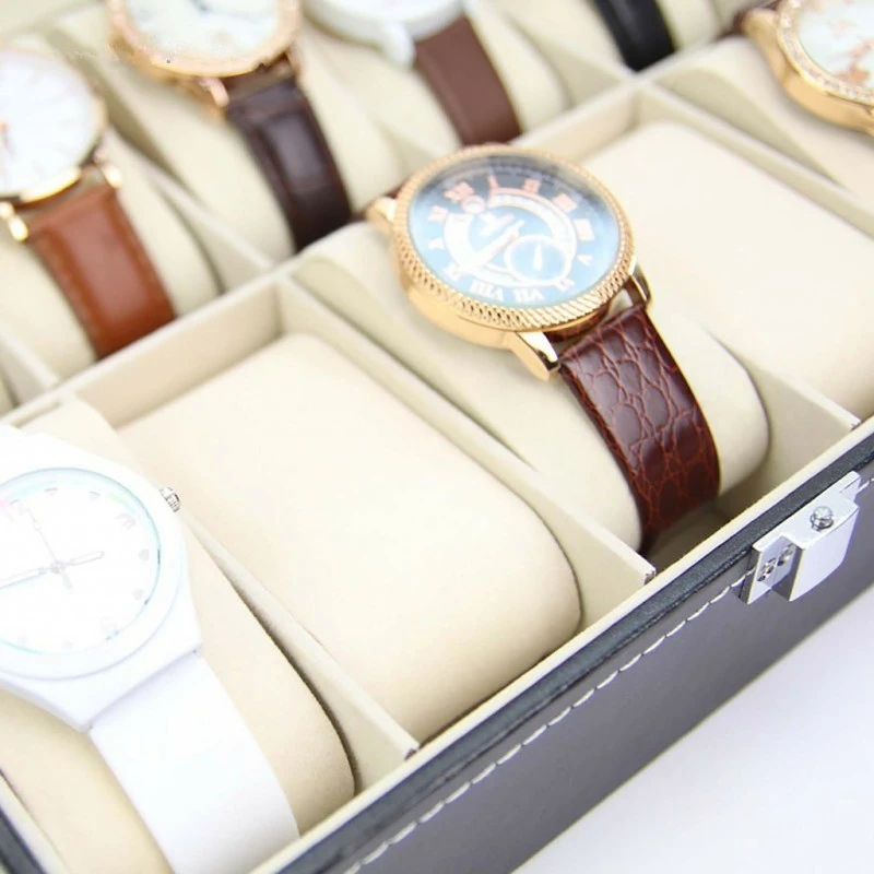 Кожена кутия за 10 часовника и аксесоари LUXOR, включени 10 възглавнички