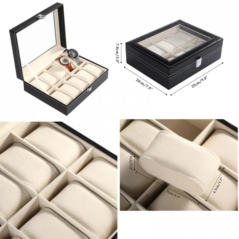 Кожена кутия за 10 часовника и аксесоари LUXOR, включени 10 възглавнички