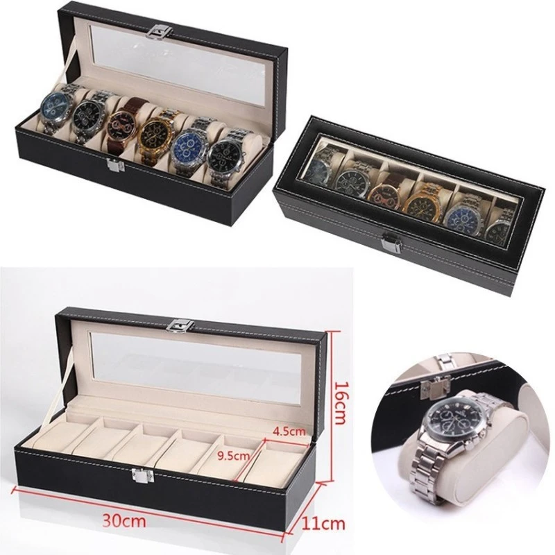 Кожена кутия за 6 часовника и аксесоари LUXOR, включени 6 възглавнички