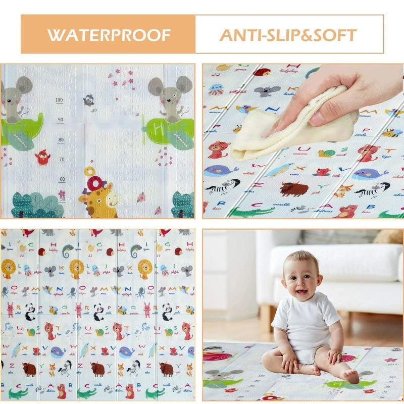 Детски килим за игра Baby Crawl & Play Животни в самолет и Азбука, 200 х 180 х 1см.