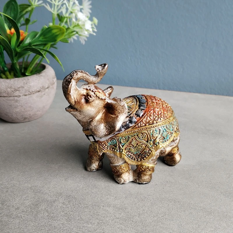 Фигурка Слон, Фън Шуй, Полирезин, 8 см, Многоцветен