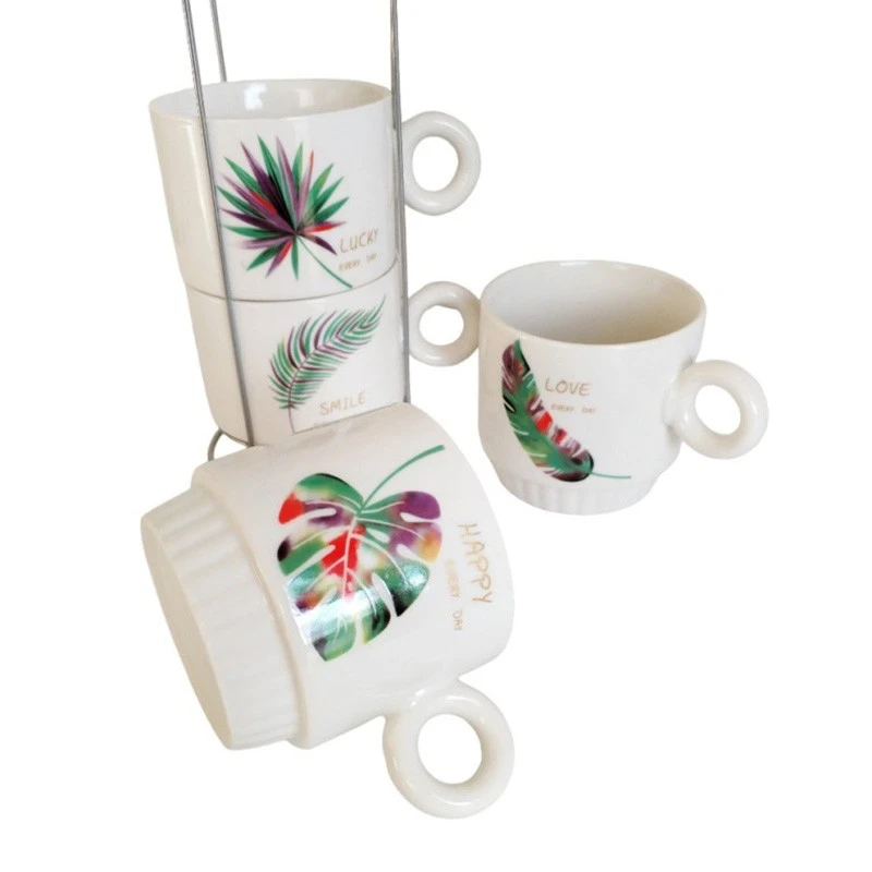 Комплект чаши Happy Love Lucky Smile, С метална стойка, 4 броя