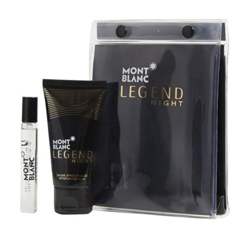Комплект за мъже Mont Blanc Legend Night - Парфюмна вода EDP 7.5 мл + Афтършейв балсам ASB 50 мл 