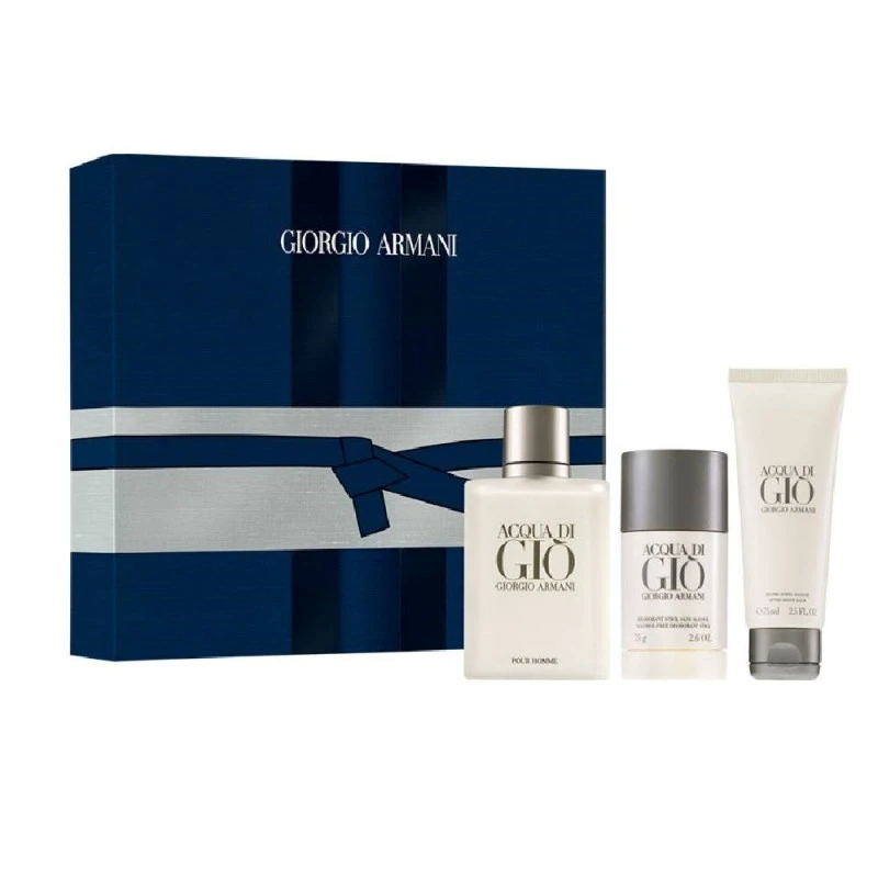 Комплект за мъже Armani Acqua di Gio - Тоалетна вода EDT 100 мл + Део стик DEO 75 мл + Афтършейв балсам ASB 75 мл