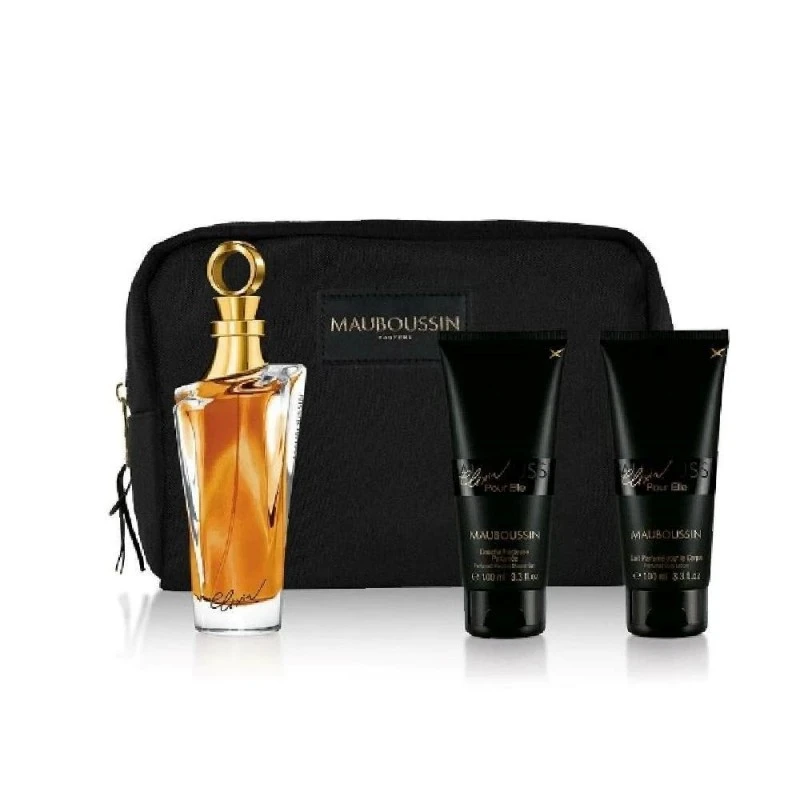 Комплект за жени Mauboussin Elixir Pour Elle - Парфюмна вода EDP 100 мл + Лосион за тяло BL 100 мл + Душ гел SG 100 мл + Несесер 