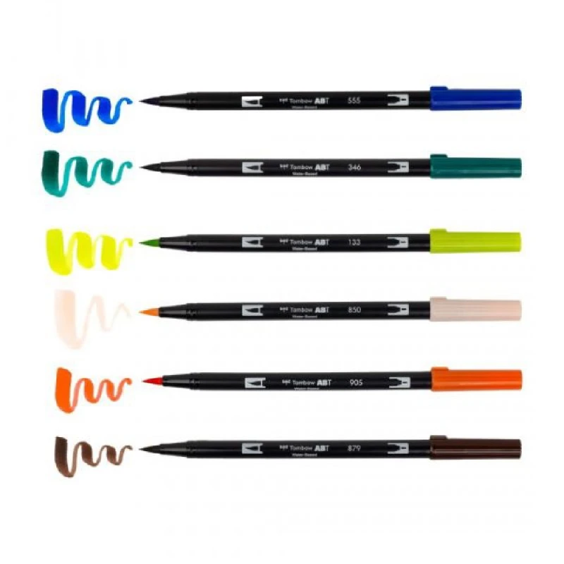 Комплект маркери TOMBOW ABT Dual Brush- MANGA Wind с четка + воден маркер четка и макет