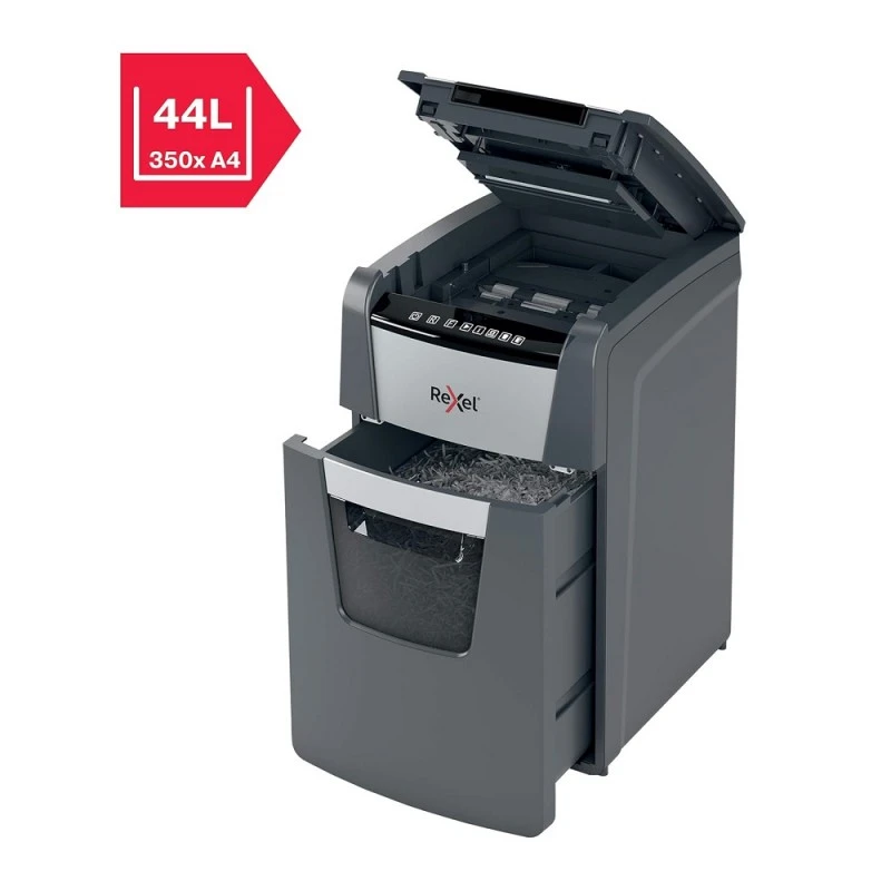 Унищожител на документи Rexel Optimum AutoFeed+ 150X (P-4), кош 44 л, Cross Cut, персонален