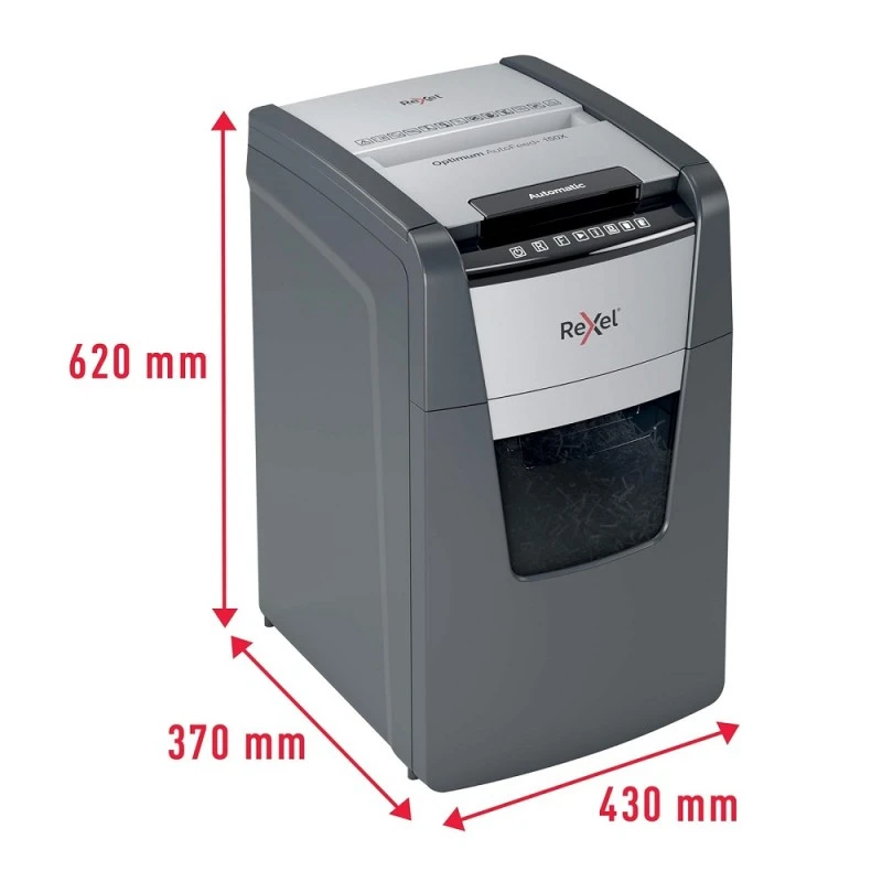 Унищожител на документи Rexel Optimum AutoFeed+ 150X (P-4), кош 44 л, Cross Cut, персонален