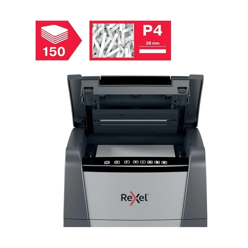 Унищожител на документи Rexel Optimum AutoFeed+ 150X (P-4), кош 44 л, Cross Cut, персонален