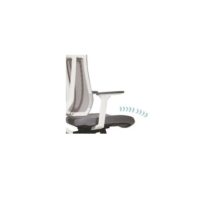 Мениджърски стол DAWON G1 с 3D подлакътници, бяла PP база, сива мрежа, бежова дамаска