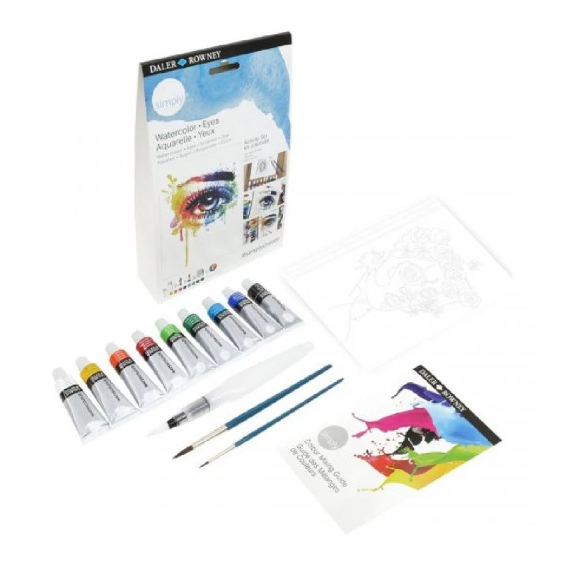 Комплект за рисуване DALER-ROWNEY Activity Set, Watercolor - Eyes, с акварелни бои