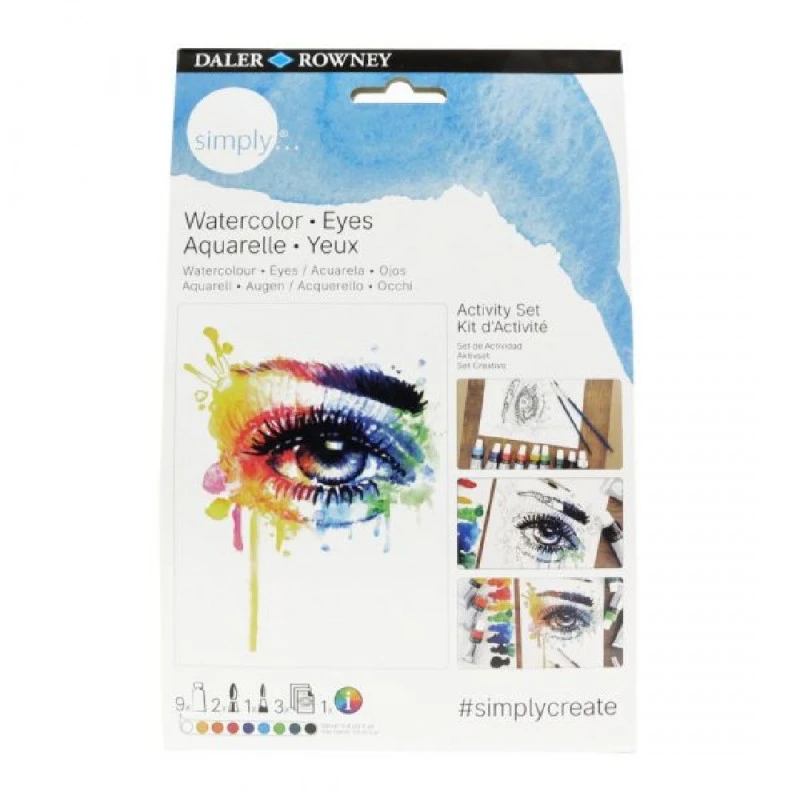 Комплект за рисуване DALER-ROWNEY Activity Set, Watercolor - Eyes, с акварелни бои