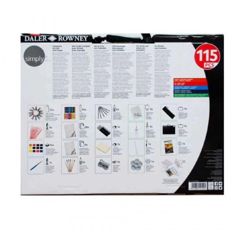Комплект за рисуване DALER-ROWNEY Art Set 115 части, със статив