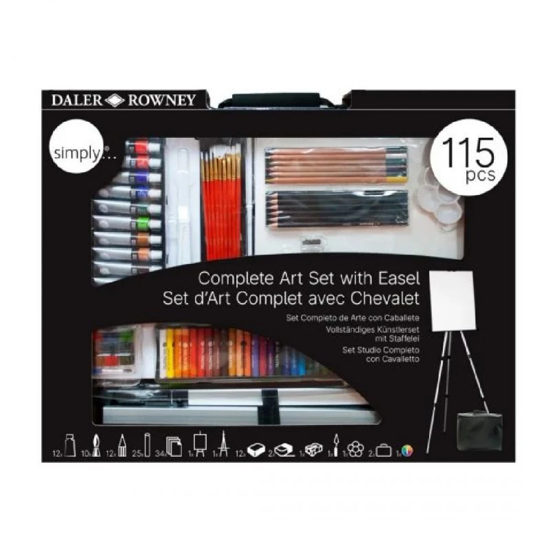 Комплект за рисуване DALER-ROWNEY Art Set 115 части, със статив