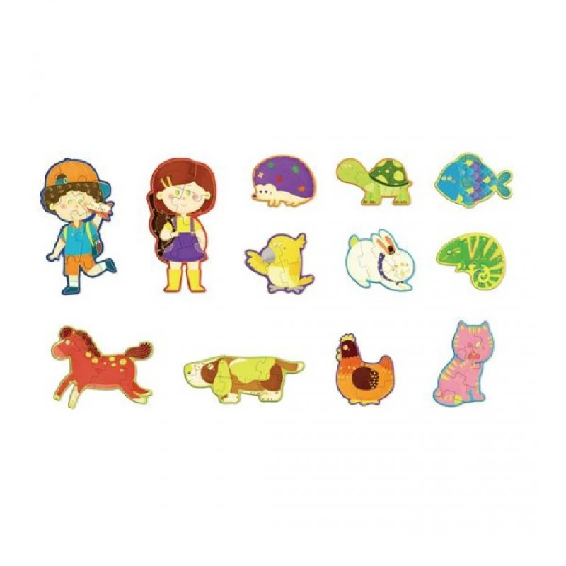 Комплект пъзели Deli Genius EH742, 3+ години, 12 бр, 54 части общо, луминисцентен ефект, в куфар