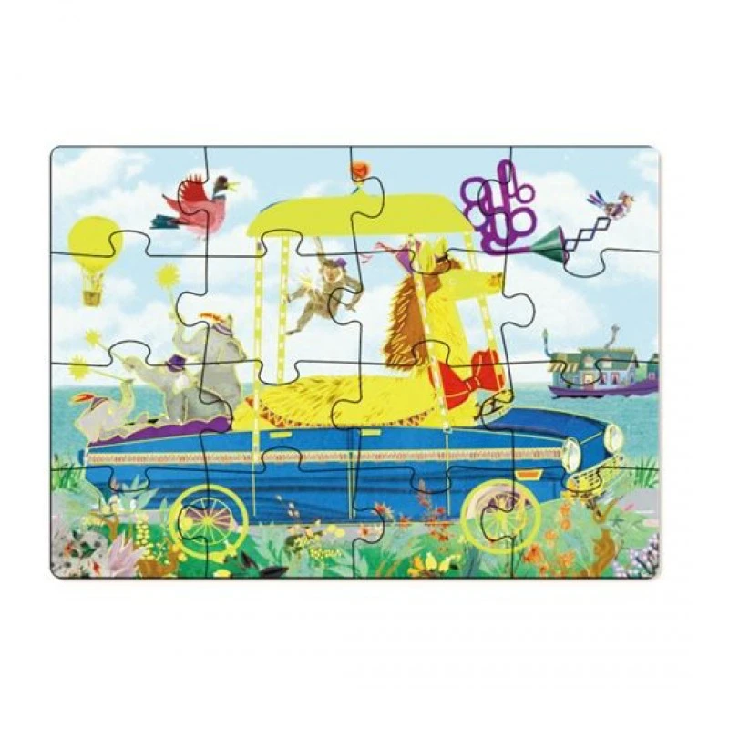 Комплект пъзели Deli Genius EH743, 3.5+ години, 3 бр, 57 части общо, луминисцентен ефект, в куфар