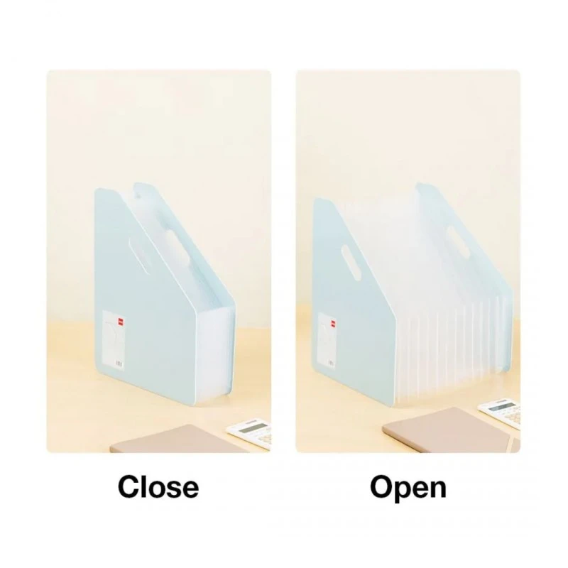 Вертикална поставка Deli Linfini, EF606, A4, разширяема, с 13 джоба, PP 750 mic, зелена