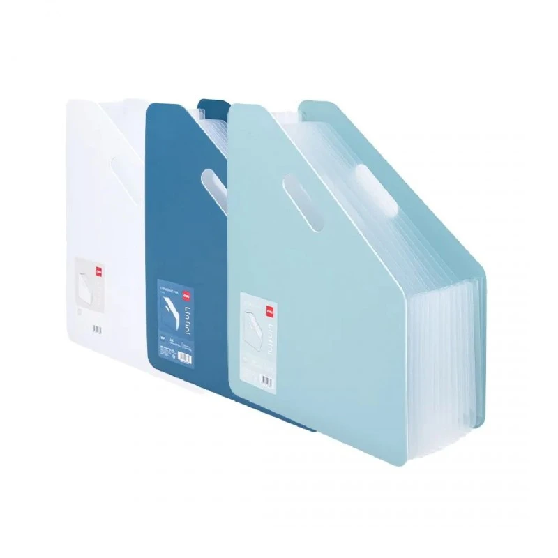 Вертикална поставка Deli Linfini, EF606, A4, разширяема, с 13 джоба, PP 750 mic, зелена